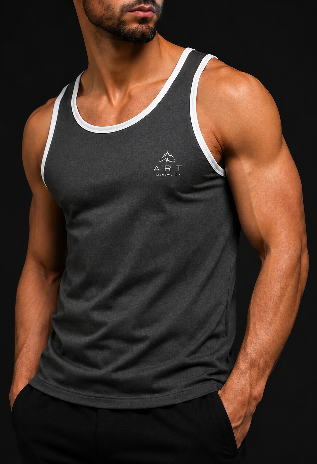 Camisilla Premium ART — Carbón / Blanco